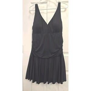 Women’s SUMMER MAC Black Tummy Control Ruched Bathing Suit Size 2XL NEW W/ TAGS